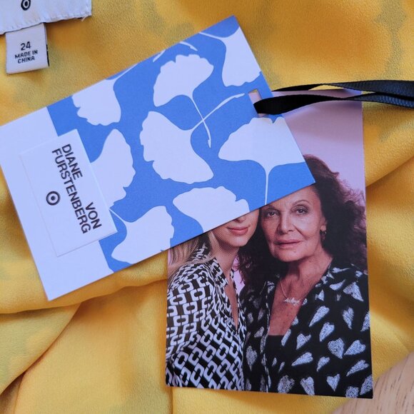 Diane Von‎ Furstenberg 24 Target Collab 90s Poppy Floral Mini Dress Yellow Green - Picture 6 of 8